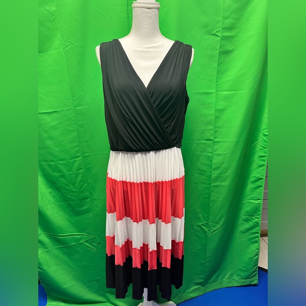 London Times Black and Red Midi Dress